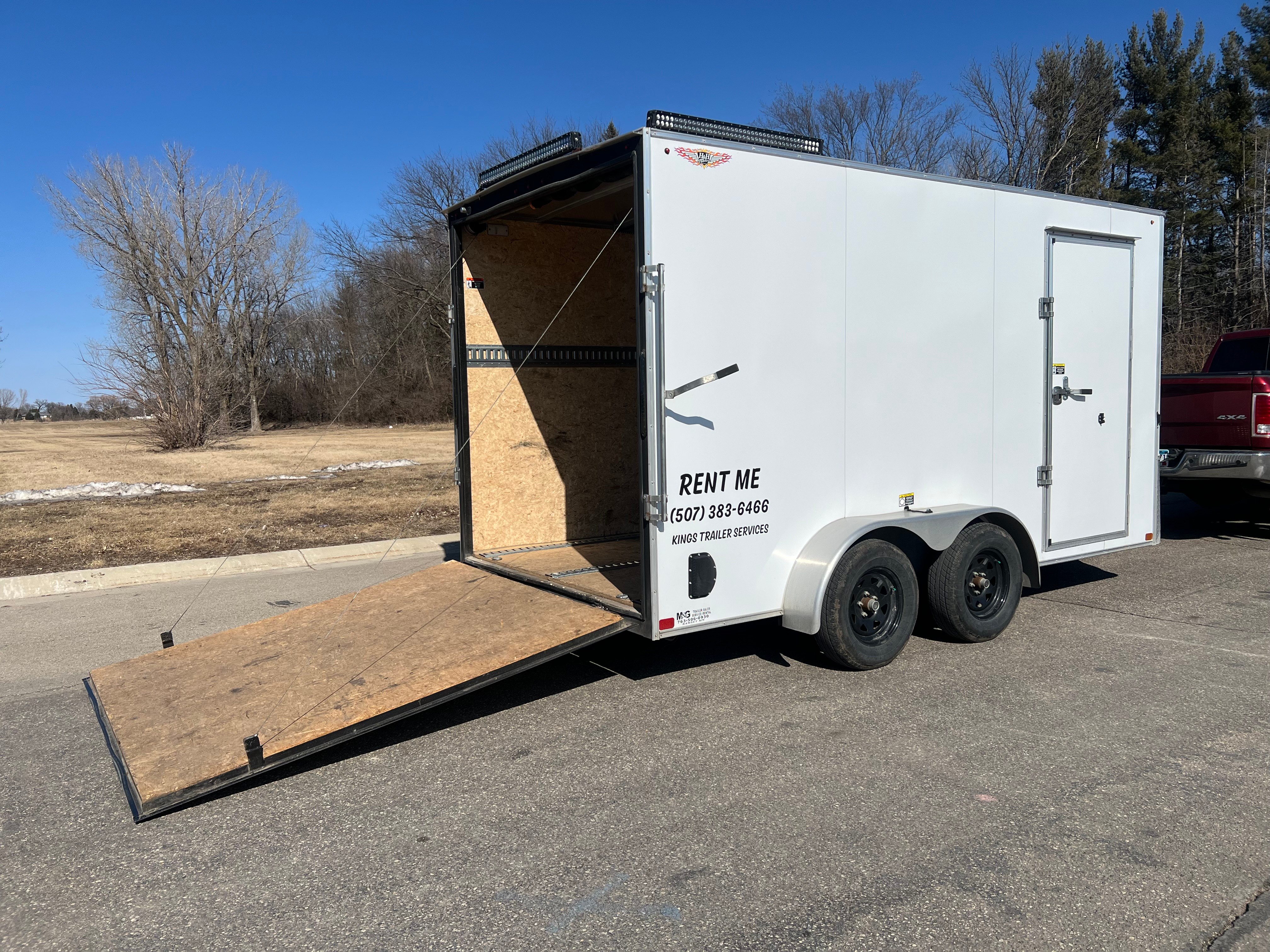 7x14ft enclosed trailer rental with weatherproof protection in Albert Lea, Minnesota